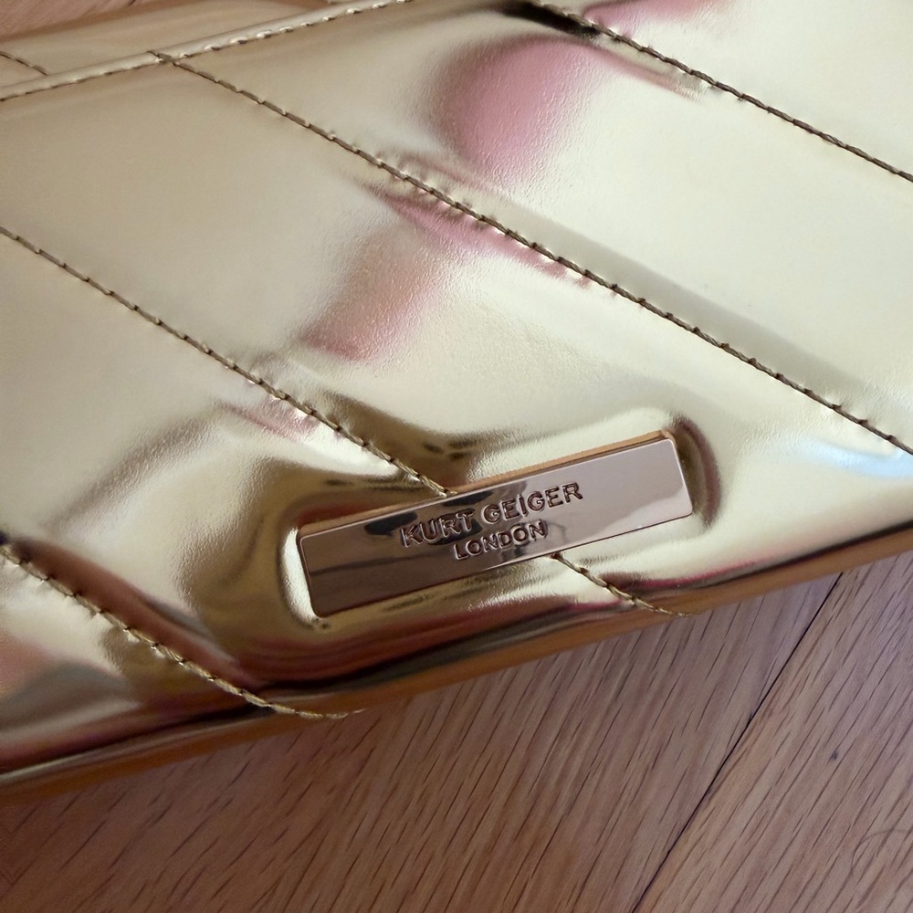 Kurt Geiger Metallic Gold Quilted Clutch/crossbody bag - Picture 3 of 7